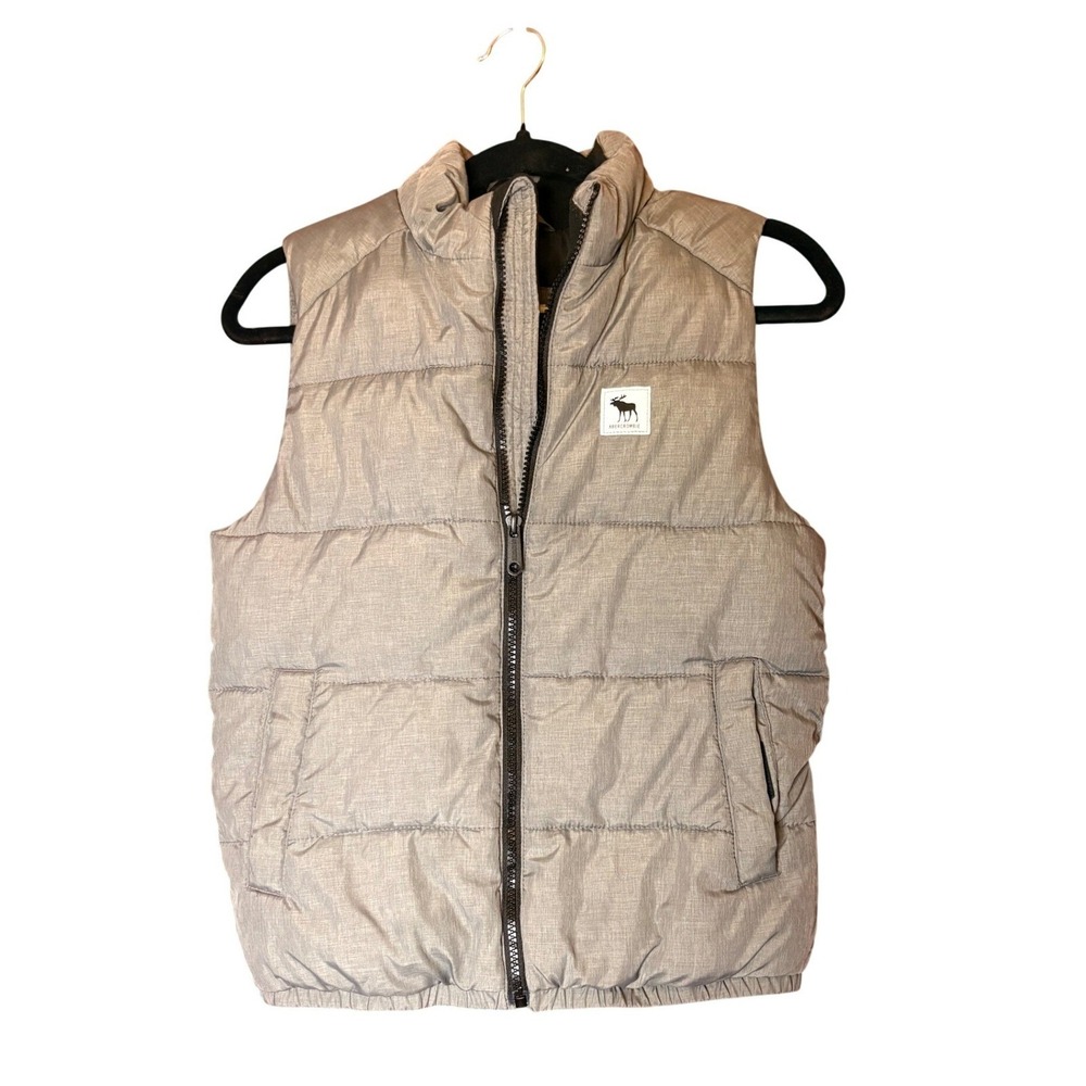 Abercrombie Kids Gray Puffer Vest Size 9 10 Full Zip Lightweight